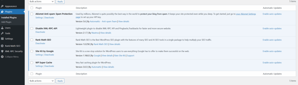 워드프레스 랭크매스 플러그인 설정 화면 - 검색등록 - 워드프레스 사이트맵 제출